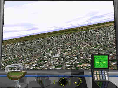Screenshot of MS FS98 flying 
the UFO over the screets of 
Chicago. Did anyone see this?