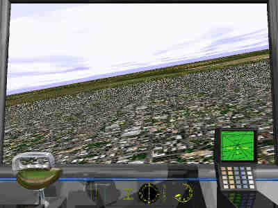 Screenshot of MS FS98 flying 
the UFO over the screets of 
Chicago. Did anyone see this?